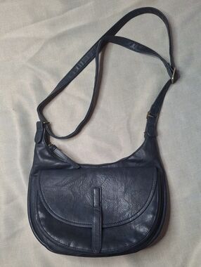 ESPE Navy Blue Vegan Leather Crossbody Saddle Bag